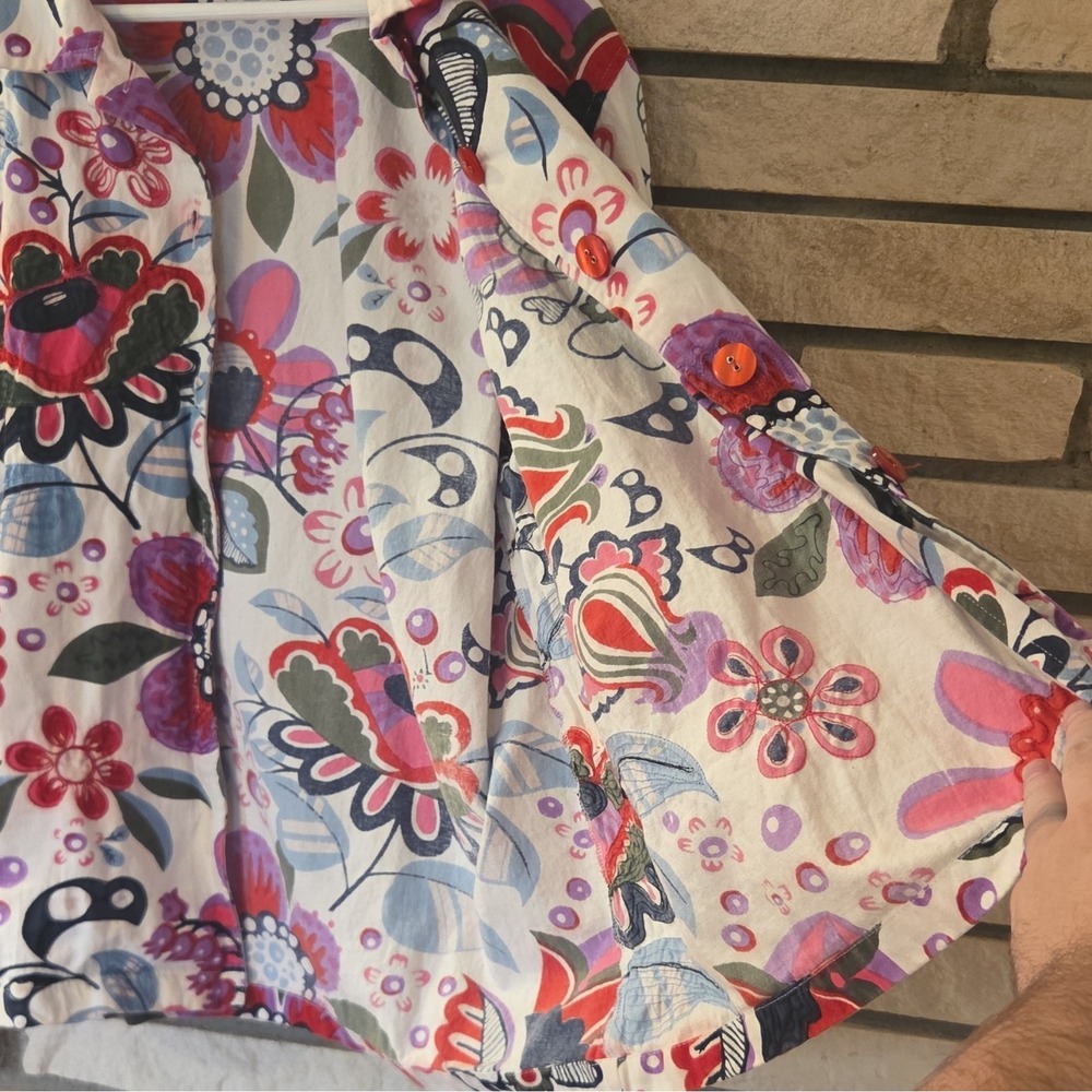 New Direction Womens Button-Up Floral Collared Long Sleeve Cotton Top 2X - Picture 7 of 10